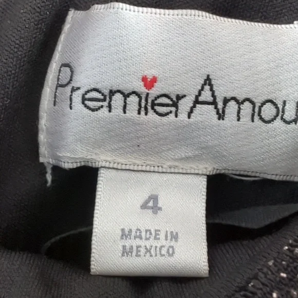 Premier Amour Black Blush Glitter Cocktail Dress Off The Shoulder Sz 4 - Picture 5 of 10